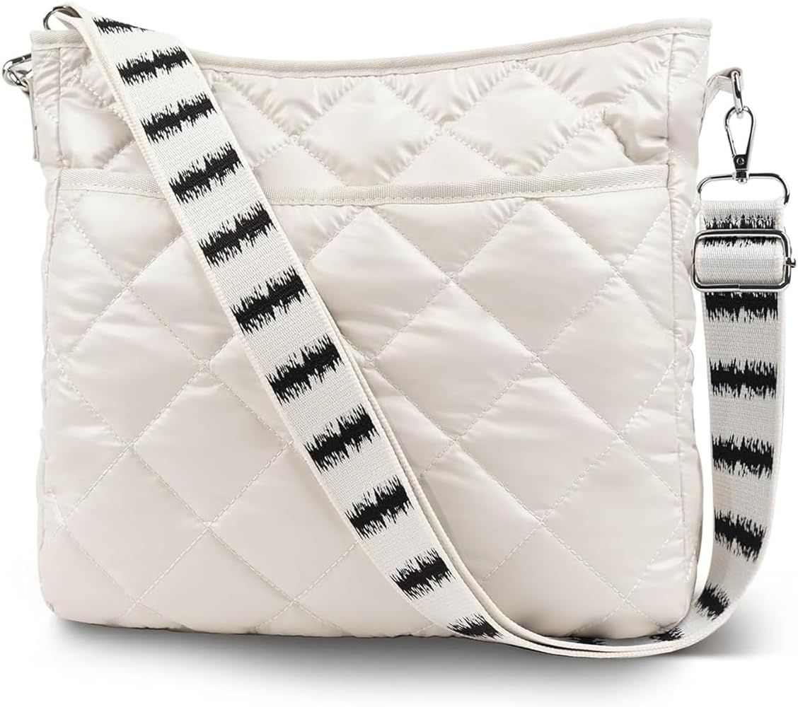 Quilted Crossbody Bag, Puffer Shoulder Bag, Tote Bag with Zipper, Fashion Cotton Quilted Ladies H... | Amazon (US)
