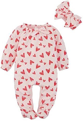 Mud Pie Baby Girls Heart Sleeper (0-3 Months) Pink | Amazon (US)