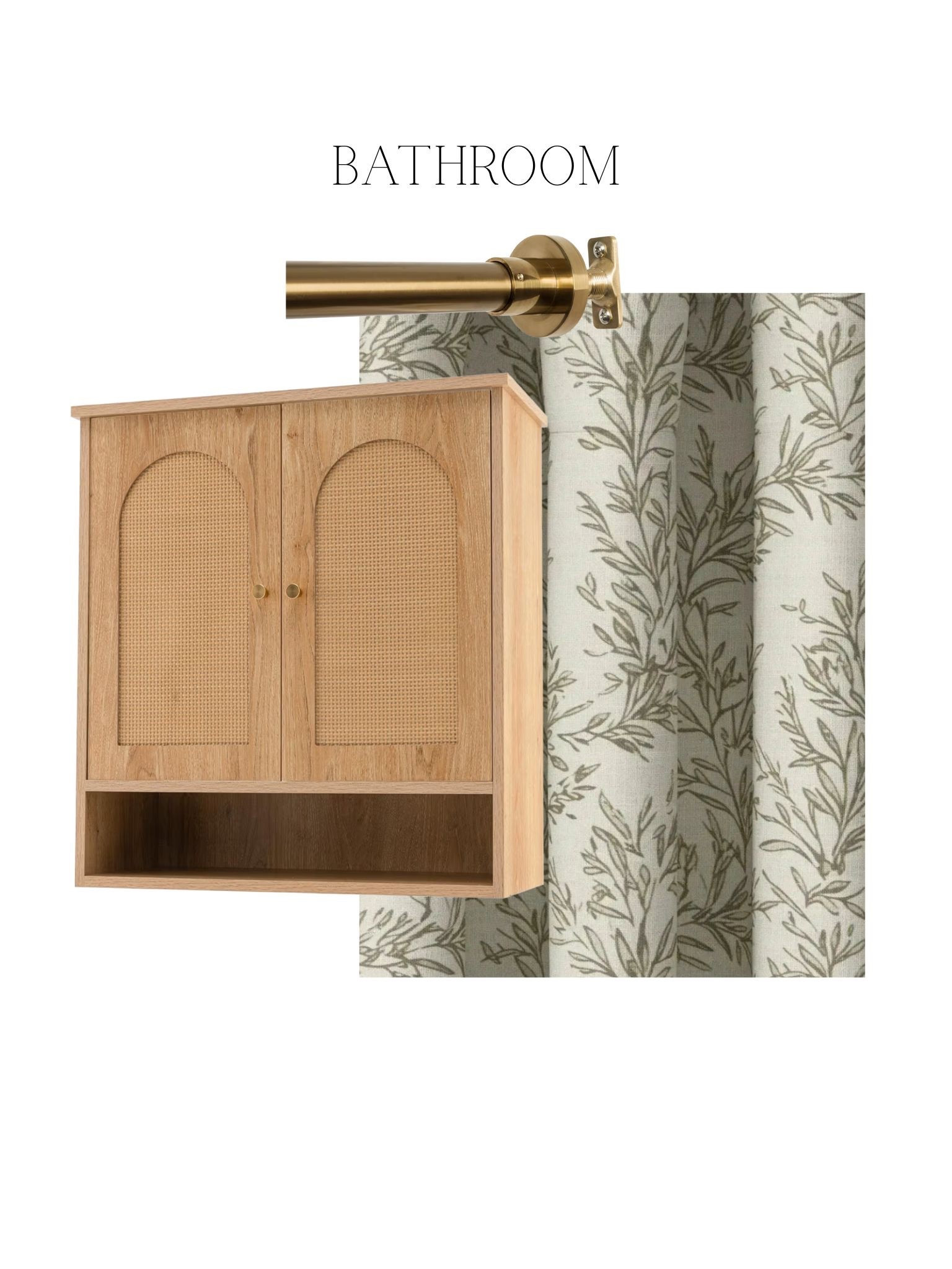 Bathroom, wall cabinet, custom shower curtain, curtain rod, curtain rings, extra long shower liner 

#LTKHome #LTKFindsUnder100