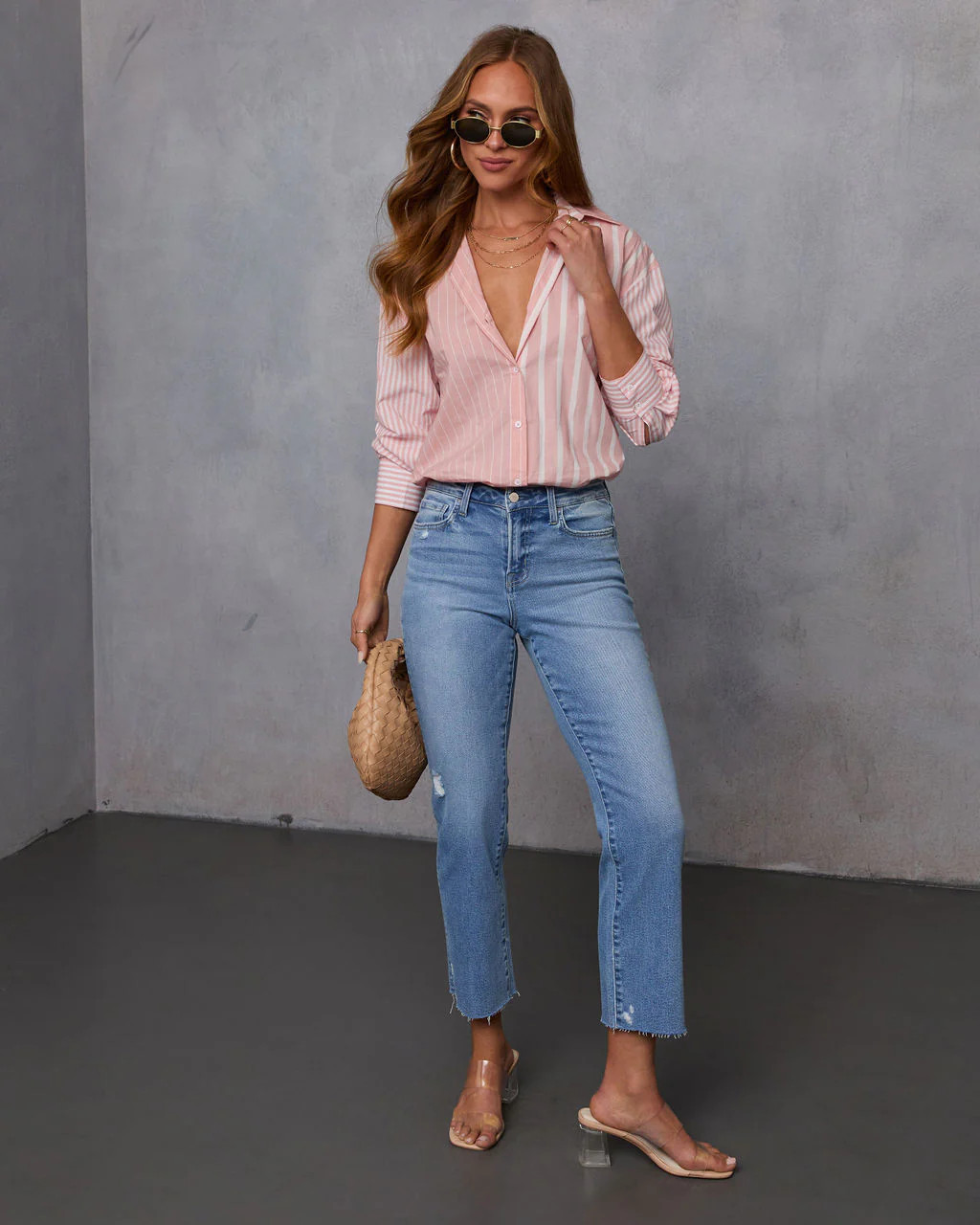 All Day Style Striped Poplin Collared Shirt | VICI