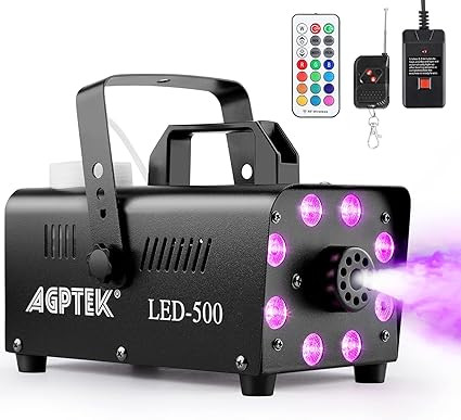Smoke Machine, AGPTEK Fog Machine with 13 Colorful LED Lights Effect, 500W and 2000CFM Fog with 1... | Amazon (US)