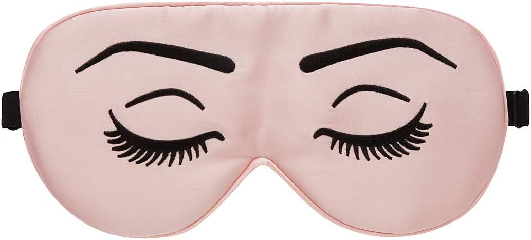 Alaska Bear Natural Silk Sleep Mask, Blindfold, Super Smooth Eye Mask (Pink Embroidery) | Amazon (US)