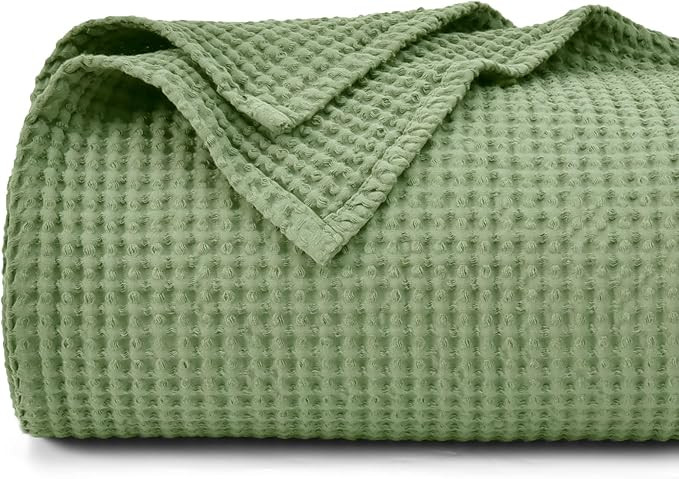 PHF 100% Cotton Waffle Weave Blanket King Size 104" x 90" -Lightweight Washed Soft Breathable Bla... | Amazon (US)