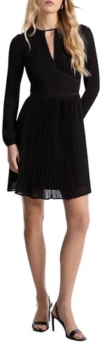 Michael Kors Women's Solid Pleated Mini Dress, Black, S | Amazon (US)