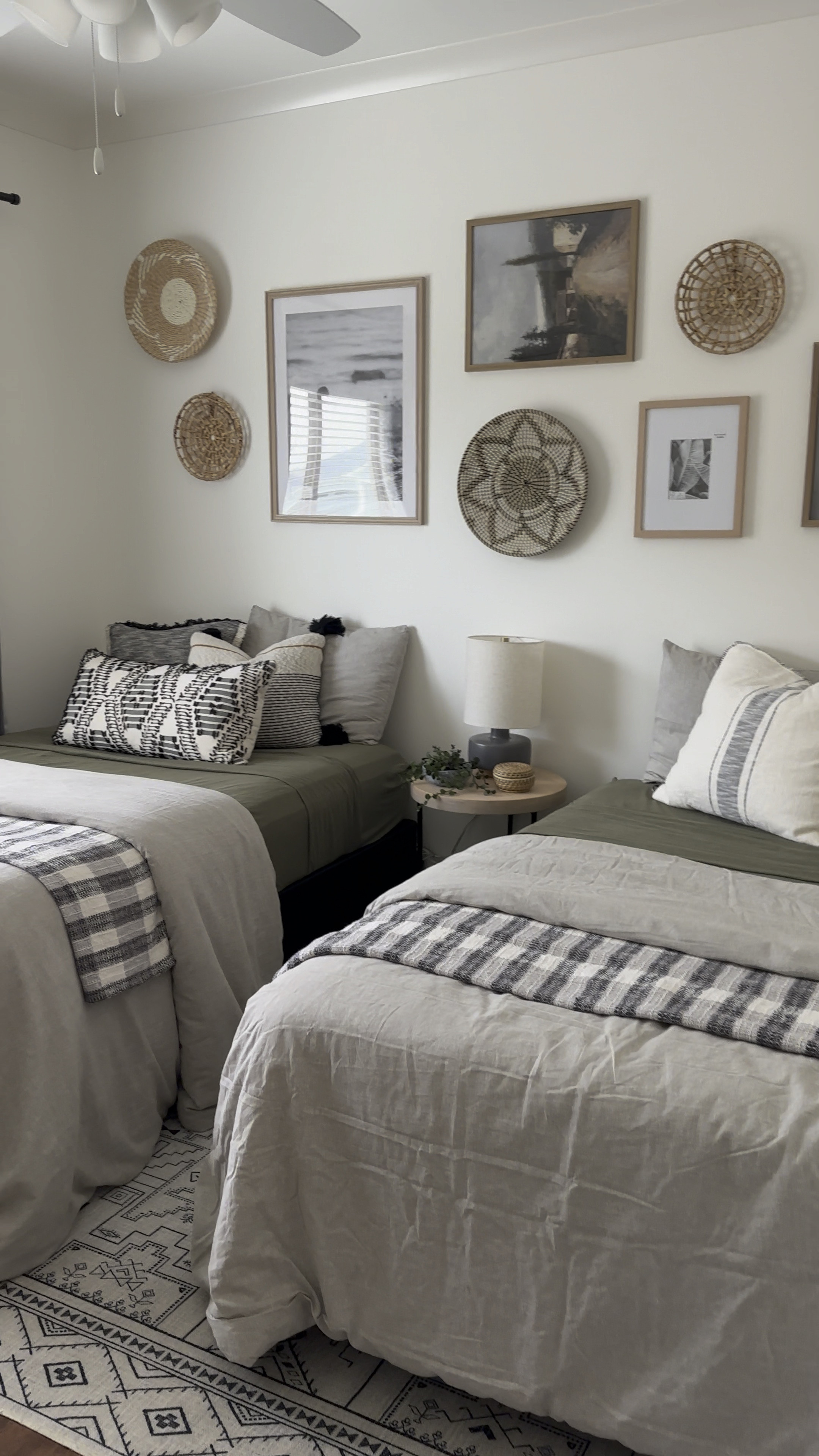 Guest bedroom in the works. Added some new bedding, throw pillows, night stand, frames and wall baskets. Next up will be adding artwork to frames & a few other finishing touches this week. 

#LTKFindsUnder50 #LTKHome #LTKFamily