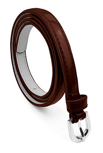 Belle Donne Brown Belts For Women With Silver Buckle for Brown Dress Thin Skinny Belt Womens, Fashion Trendy Cinturones Para Mujer, Medium | Amazon (US)