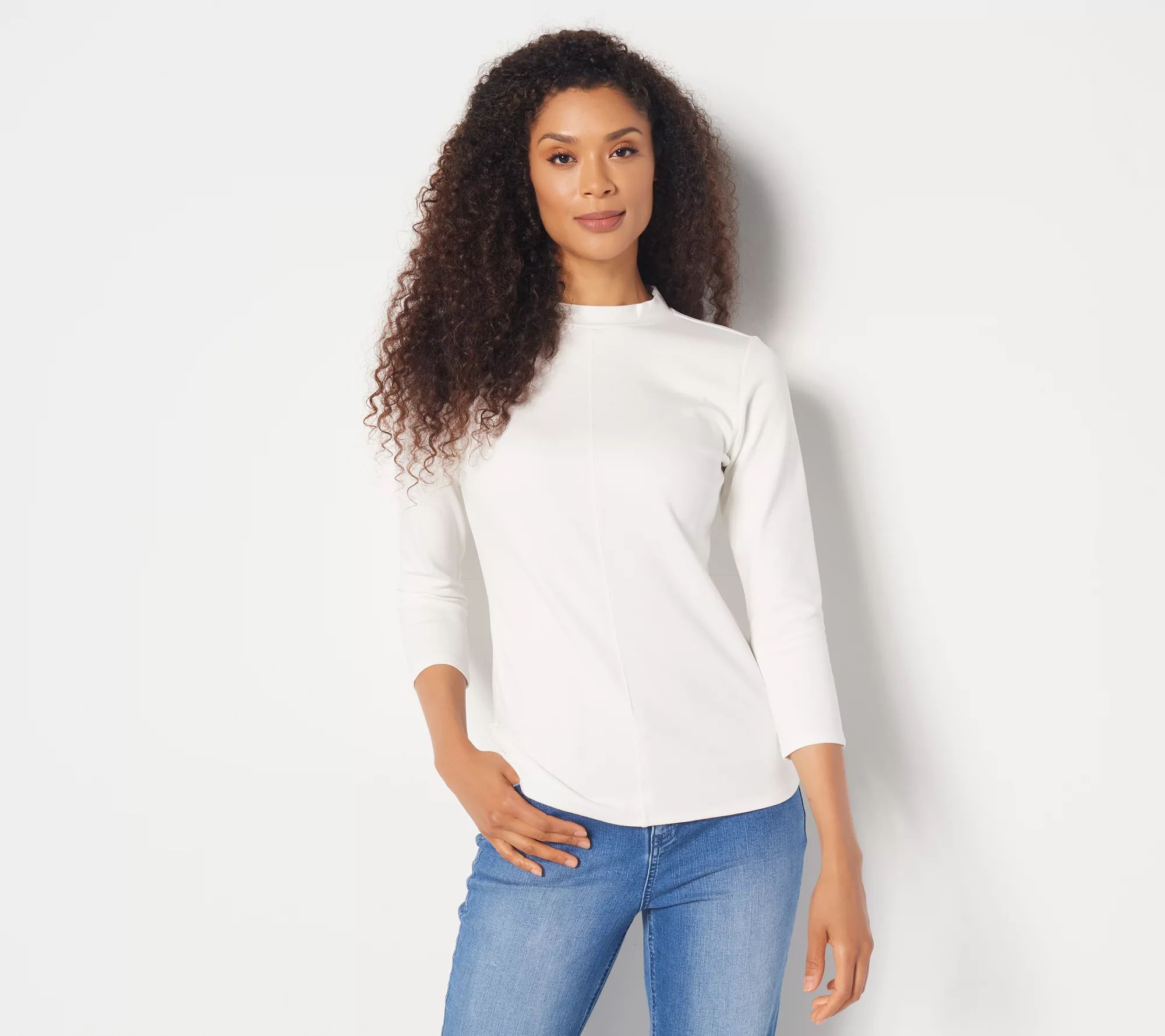 Girl With Curves Mock Neck Knit Top | QVC
