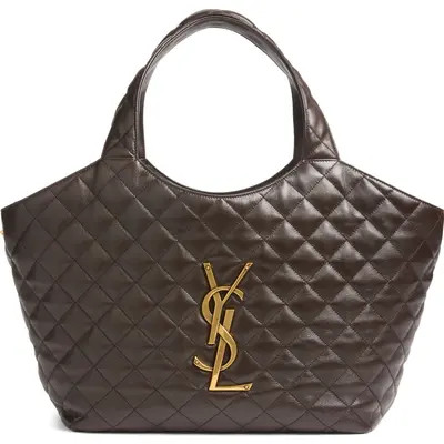 Saint Laurent Medium Icare Quilted Shopper in Dark Chocolate at Nordstrom | Nordstrom