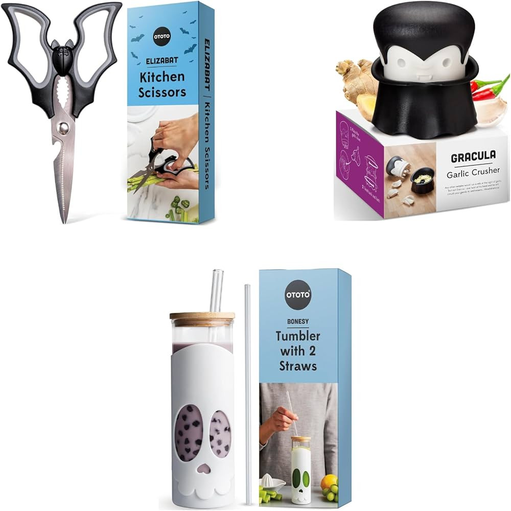 Spooky Bundle of 3!!! OTOTO Elizabat Kitchen Scissors- Halloween Goth Cute Bat Kitchen Shears + G... | Amazon (US)