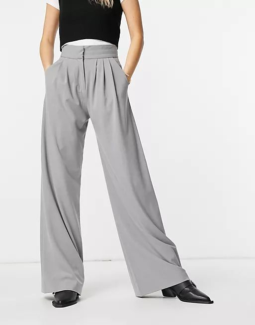 French Connection Ikari wide leg trouser in grey co ord | ASOS | ASOS (Global)