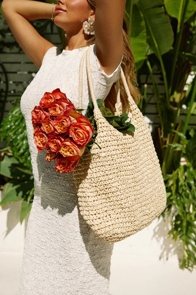 Miss Lola | Playa Tulum Natural Woven Shoulder Beach Bag | MISS LOLA