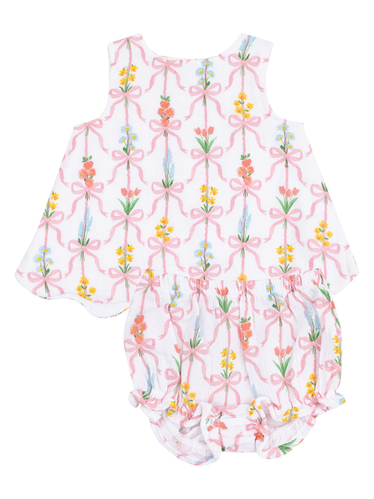 Scallop Open Back Top & Bloomer, Ribbon Bouquets | SpearmintLOVE