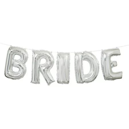 Foil ""BRIDE"" Balloon Banner Kit, Silver, 14in, includes Ribbon | Walmart (US)