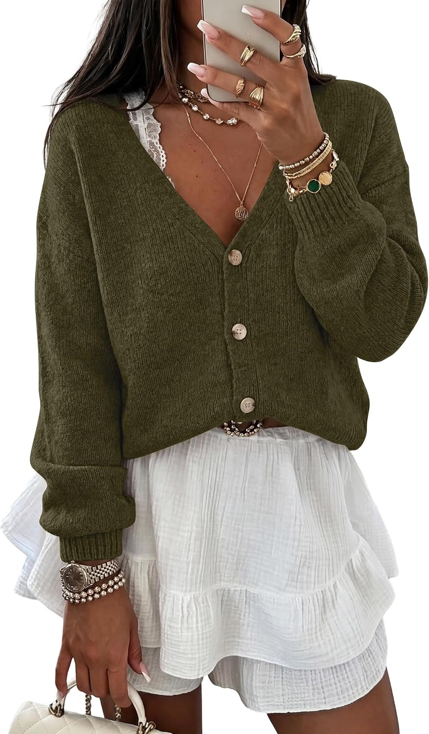 ANRABESS Cardigan Sweaters for Women Oversized Cropped 2026 Fall Outfits | Amazon (US)