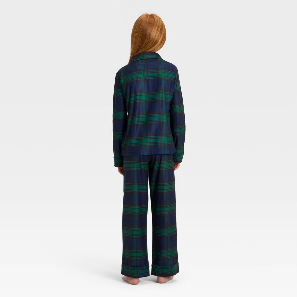 Kids' Plaid Long Sleeve Shirt and Pants Holiday Matching Family Pajama Set - Wondershop™ Navy B... | Target