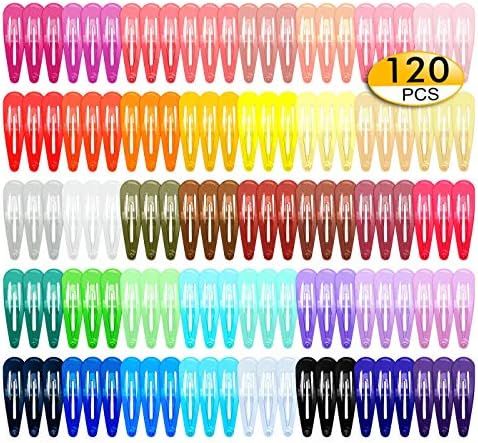 120Pcs Snap Hair Clips, 2 Inch Metal Barrettes in 40 Assorted Color, No Slip Cute Solid Candy Col... | Amazon (US)