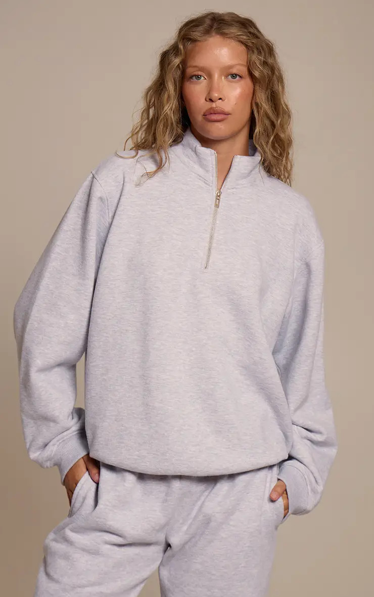 Ash Grey Funnel Neck Sweatshirt | PrettyLittleThing UK