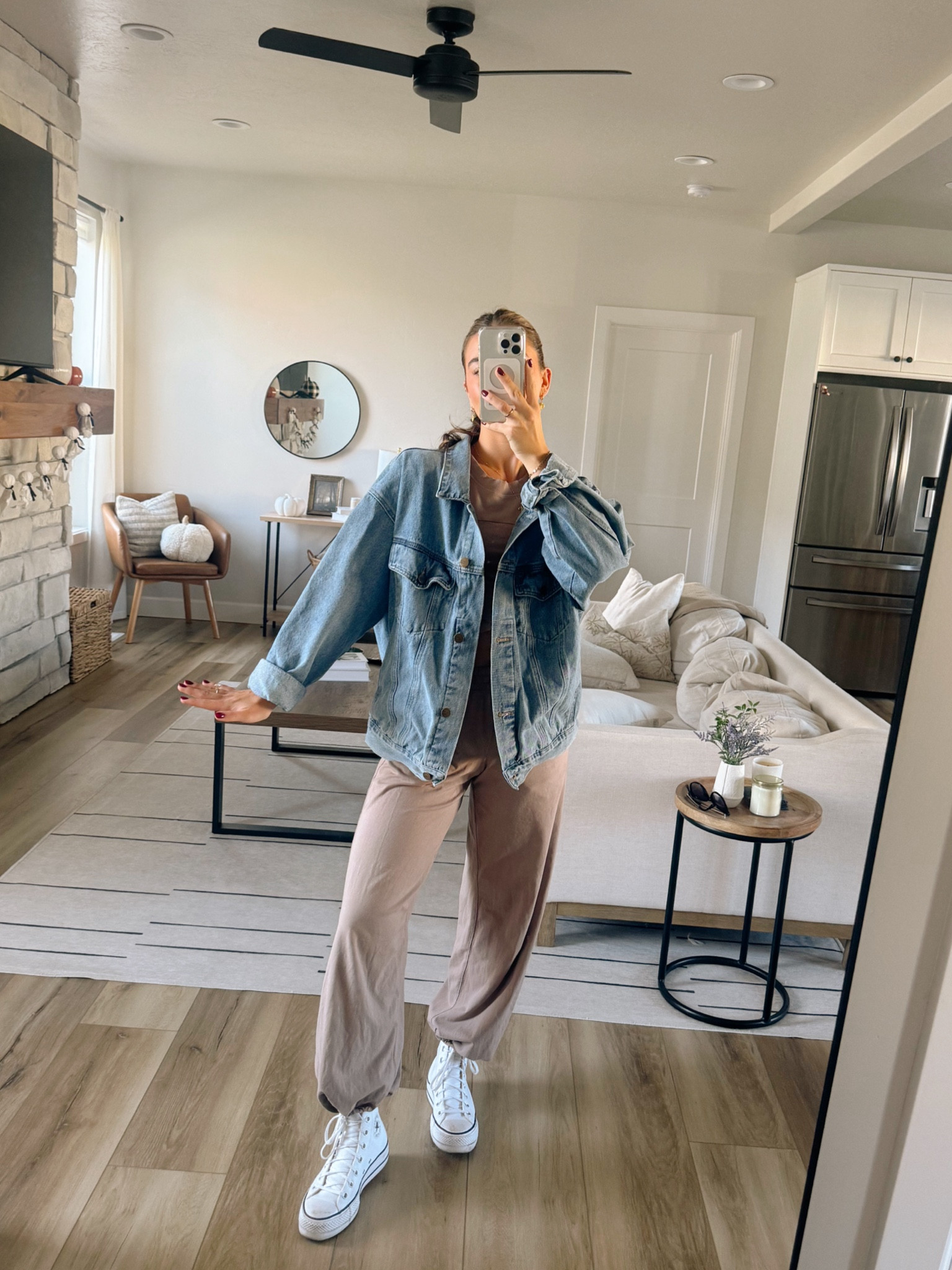 Easy fall outfit! I love this set and it’s super easy to dress it up with a jean jacket + shoes! I’m wearing a size xs set, size M jacket, and converse run a little big so i size down a half size! 

fall fashion, fall outfit inspo, free people set, denim jacket, jean jacket, fall basics, converse, platform converse

#LTKFallSale #LTKSeasonal #LTKHalloween