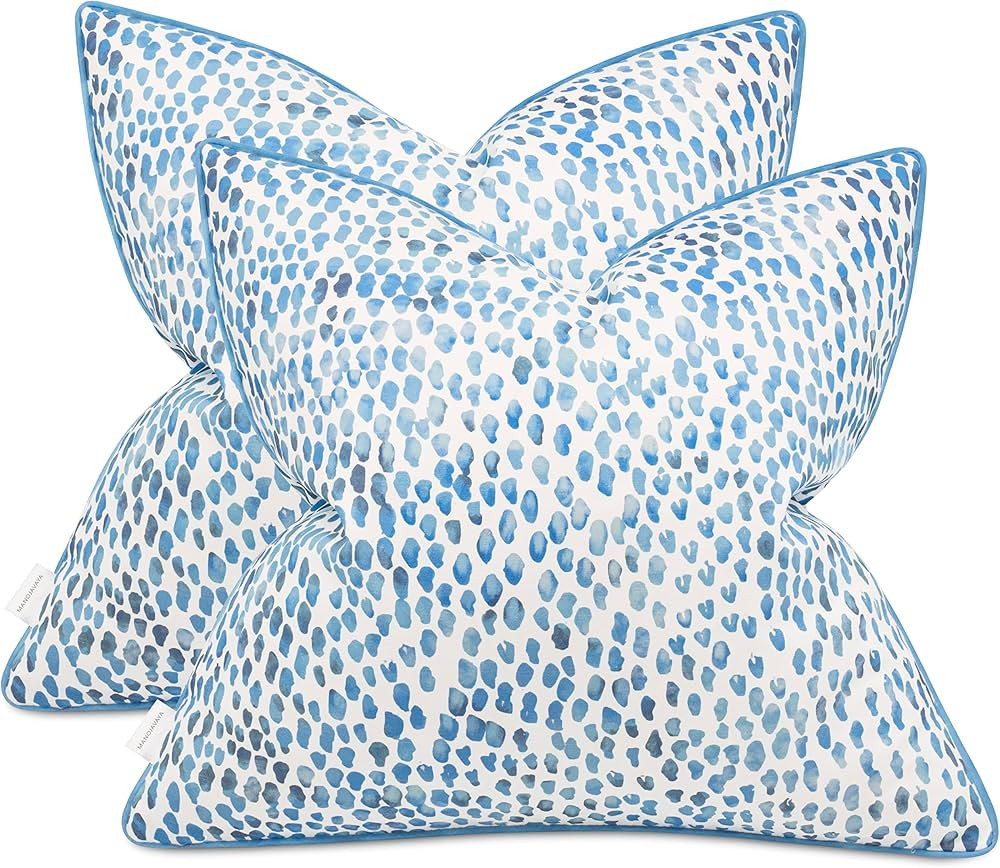 MANOJAVAYA Set of 2 Pcs Printed Rain Drops Decorative Square Accent Throw Pillow Cover - Home Dec... | Amazon (US)