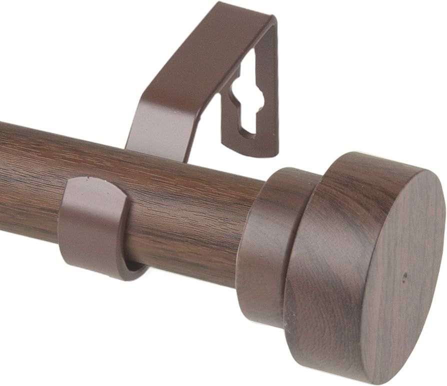 Rod Desyne 1" Bonnet Faux Wood Single Curtain Rod, 120-170 inch, Dark Walnut | Amazon (US)