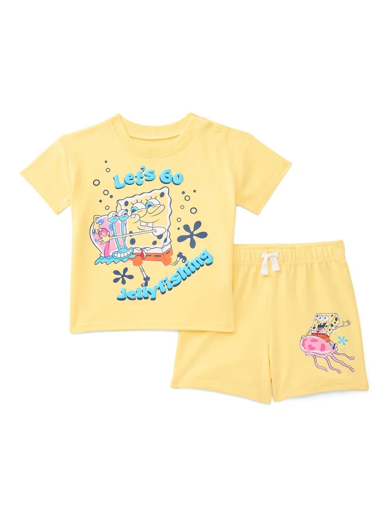SpongeBob SquarePants Baby Boys Short Sleeve Graphic Tee and Shorts Set, 2-Piece, Sizes 0/3M-24M | Walmart (US)