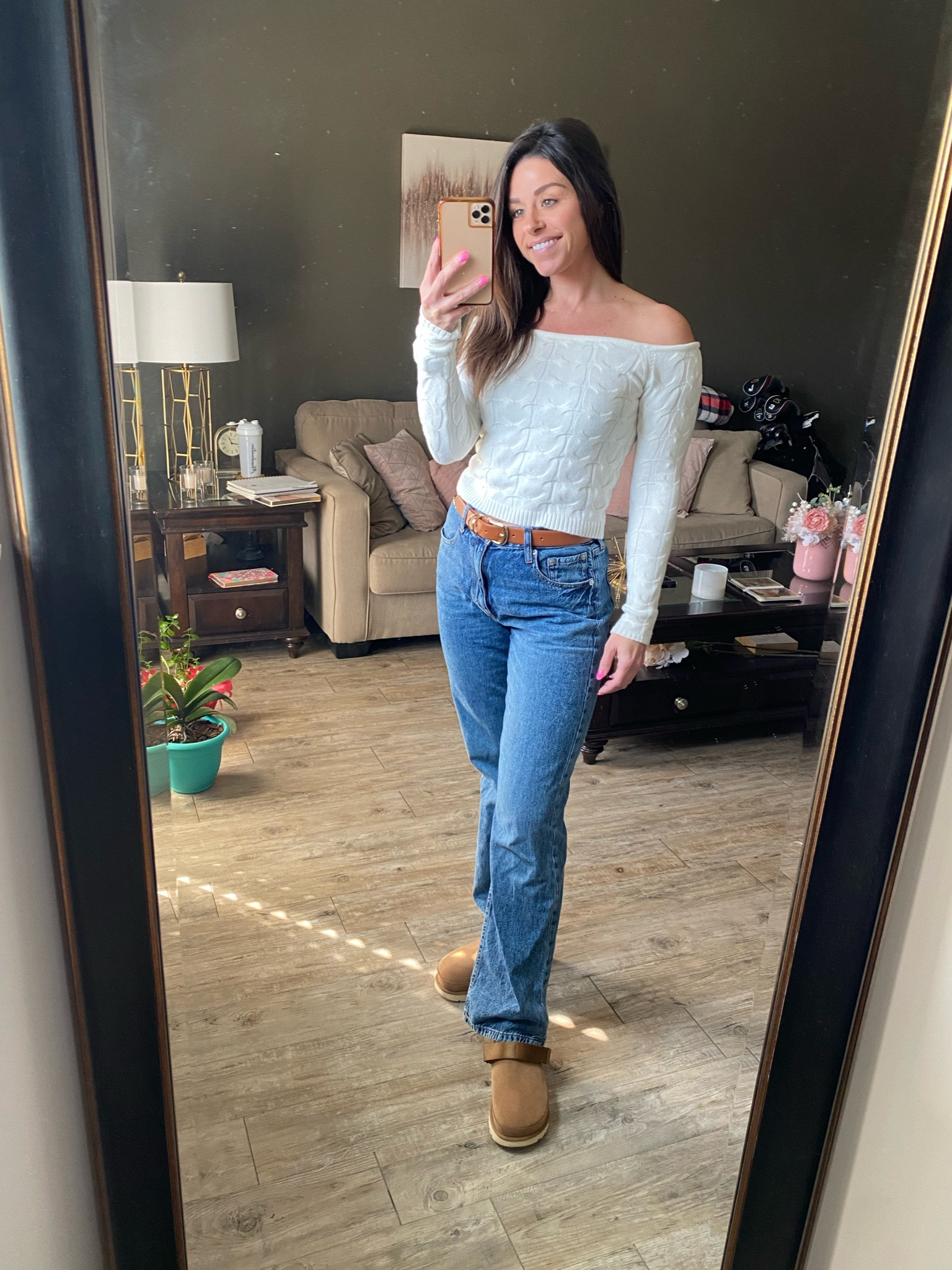 Casual off the shoulder white sweater, high waisted baggy jeans, belt, gold hoop earrings and ugg golden star clogs. An easy look for on the go!



#LTKStyleTip #LTKBeauty #LTKShoeCrush