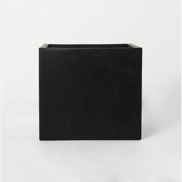 Tall Cement Finish Box 1 - Piece Fiber Stone Square Planter Pot - Overstock - 34070807 | Bed Bath & Beyond