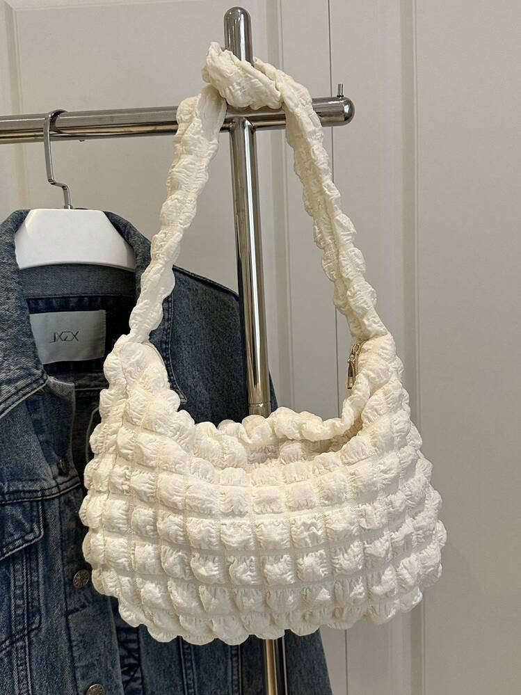 Soft Puff Cloud Wrinkle Detail Large Capacity Women Shoulder Bag Casual Commute Style, Korean Fashion | SHEIN