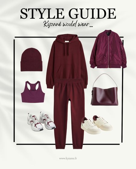 Autumn/Winter monochrome comfy look in burgundy : hoodie and jogger , sneakers, beanie , oversize bomber jacket and chic handbag 

#styledbyKyzané #comfychic #awoutfits #comfystyle #loungewear

#LTKeurope #LTKSeasonal #LTKfit