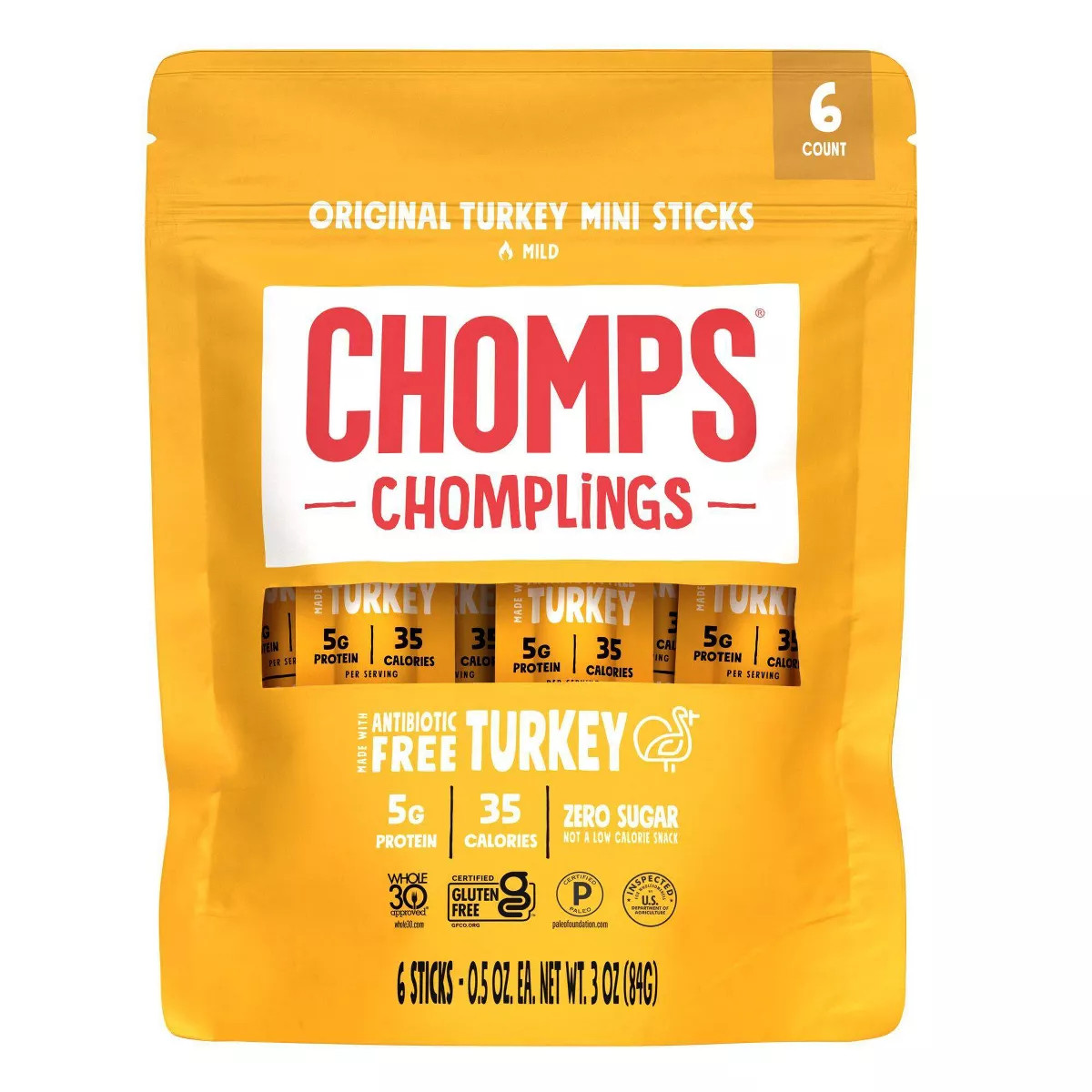 Chomps Chomplings Original Turkey Mini Sticks - 3oz/6ct | Target