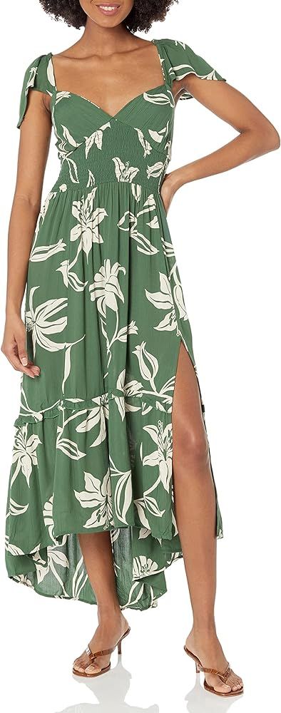 Angie Women's Lace Up Back Flutter Sleeve Dress with Slit | Amazon (US)