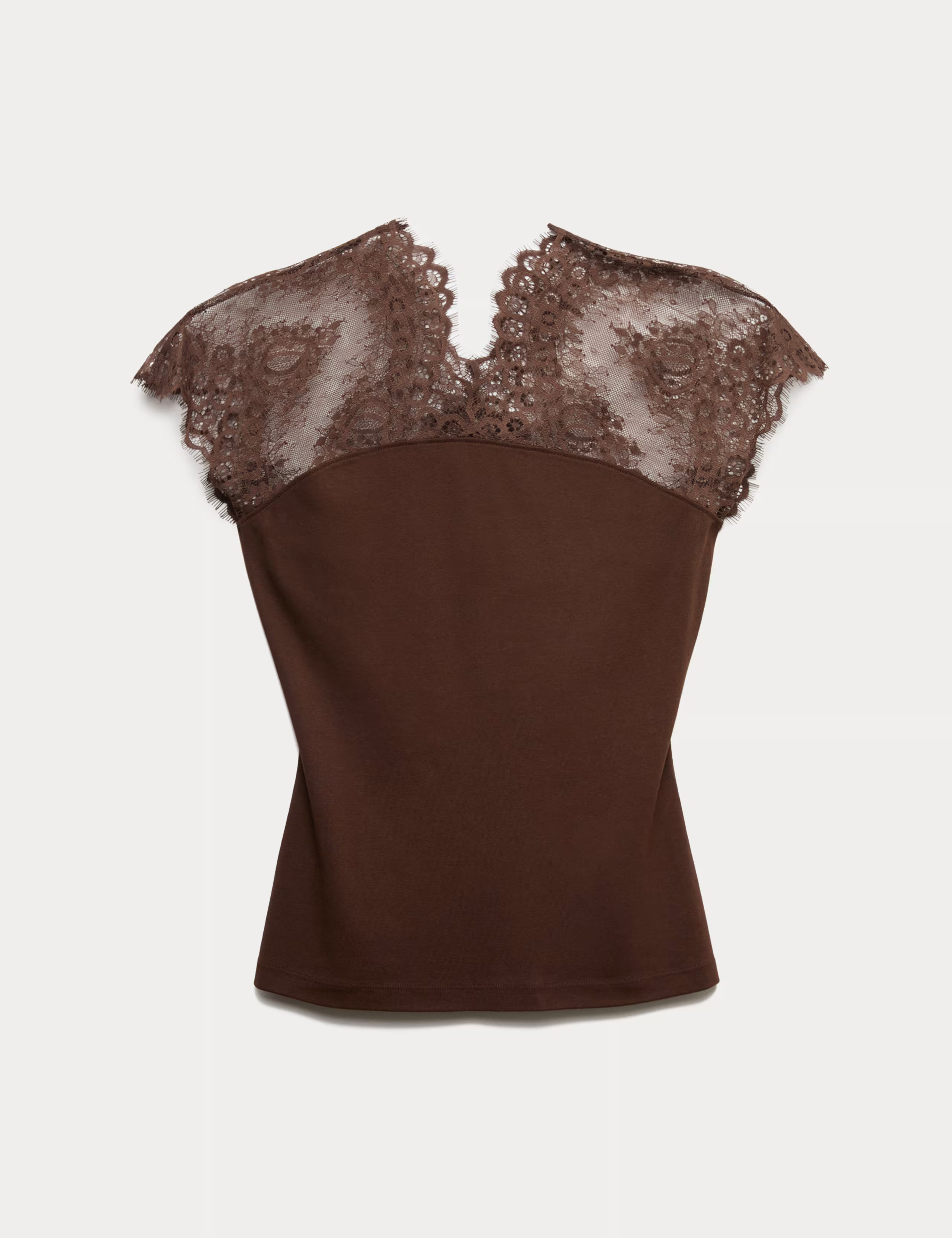Pure Cotton Lace Insert V-Neck Top | Marks & Spencer (UK)