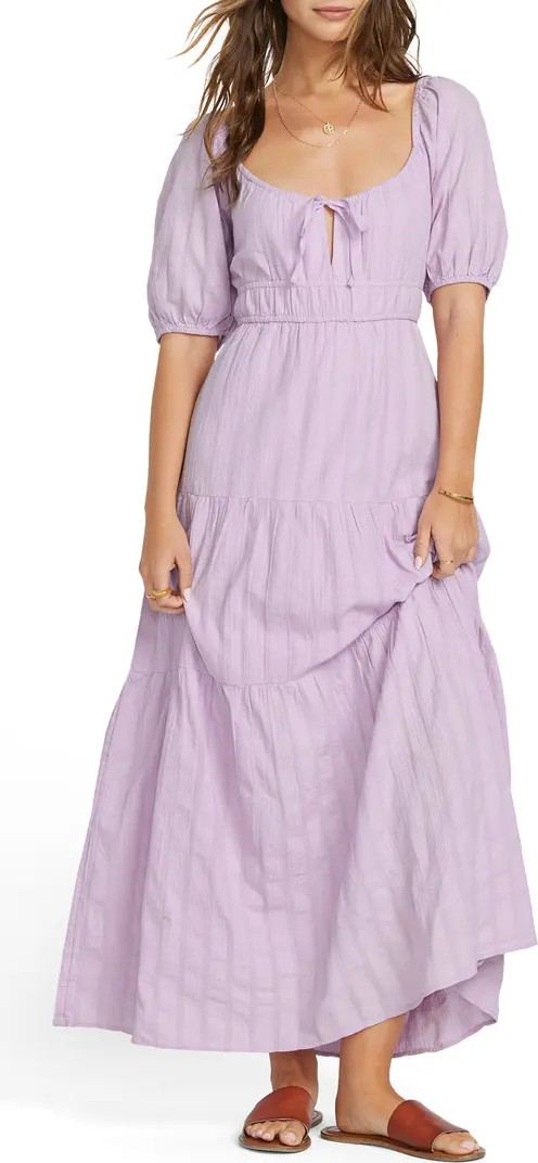 Billabong Lilac Lover Textured Stripe Tiered Cotton Maxi Dress | Nordstrom | Nordstrom