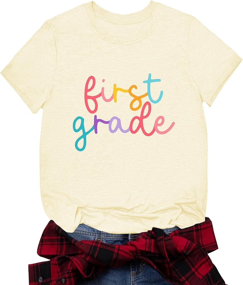 Teacher Shirts for Women Funny Teacher Shirts Vintage Teacher Letter Print Graphic Tshirt Teacher... | Amazon (US)