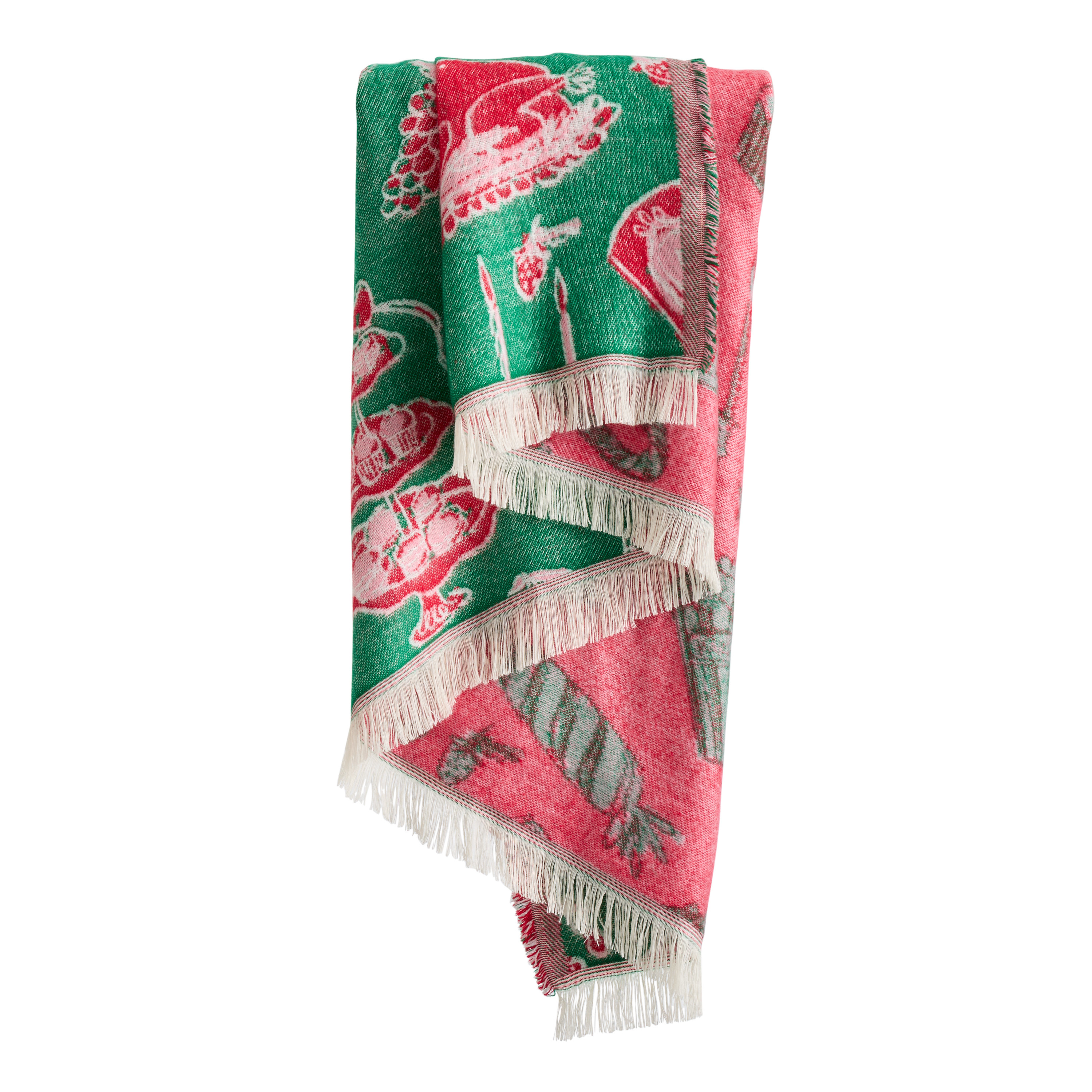 Red and Green Christmas Feast Jacquard Throw Blanket | World Market