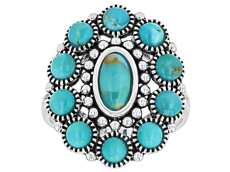 Blue Composite Turquoise Sterling Silver Ring, 8x5mm, 3.5mm - SWE4089 | JTV Jewelry