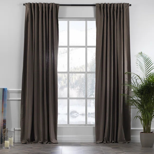 Faux Linen Decorative Room Darkening Curtain Panels | Wayfair North America