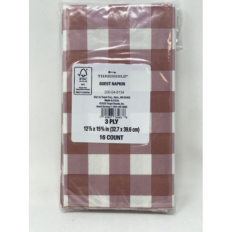 16ct Gingham Disposable Napkin Burgundy - Threshold | Walmart (US)
