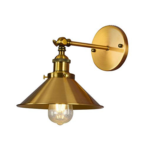 E26 Adjustable Industrial Wall Sconce, Retro Wall lamp Light for Bedroom Living Room Stairs-Golden | Amazon (US)