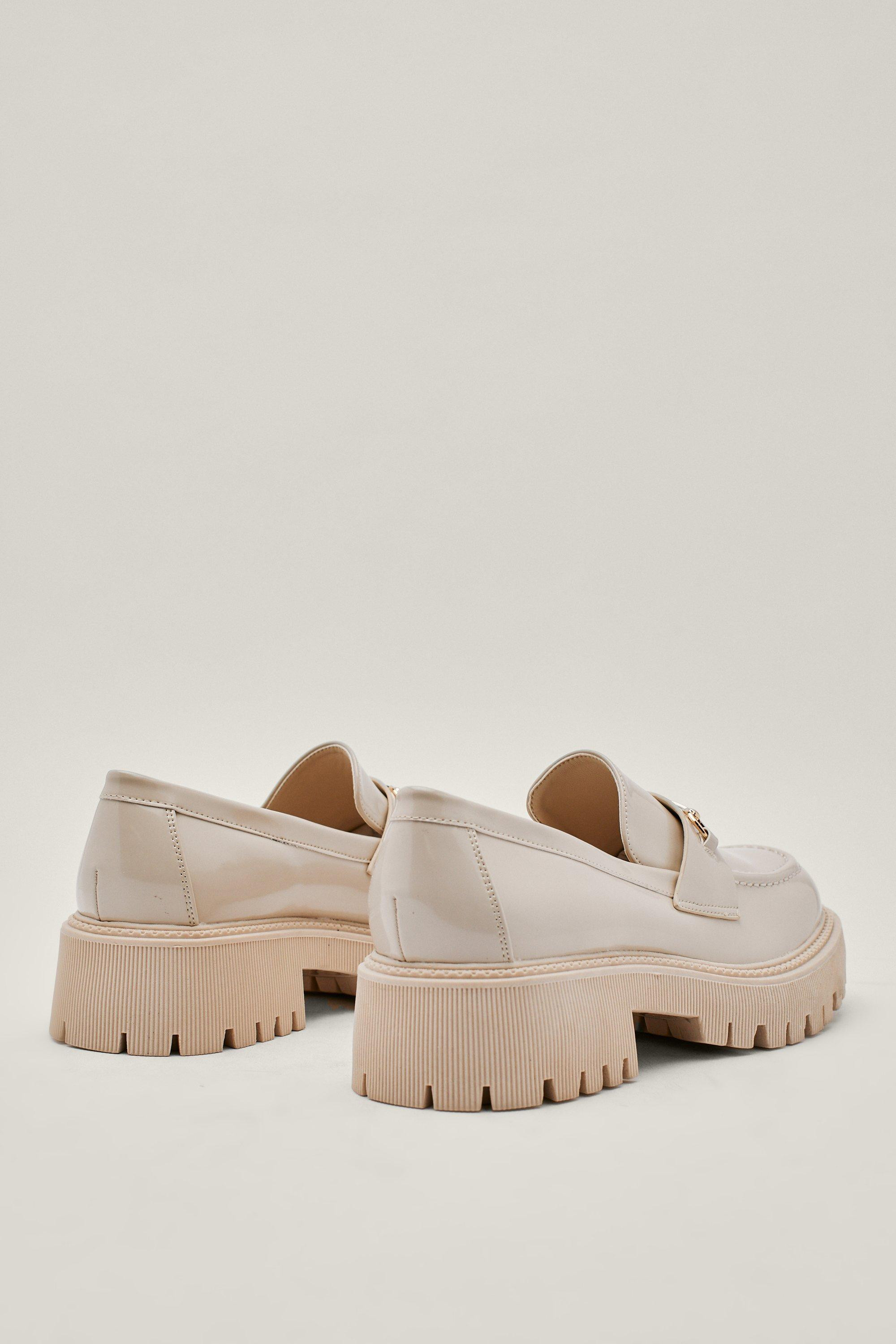 Buckle Detail Chunky Patent Faux Leather Loafer | Nasty Gal (US)