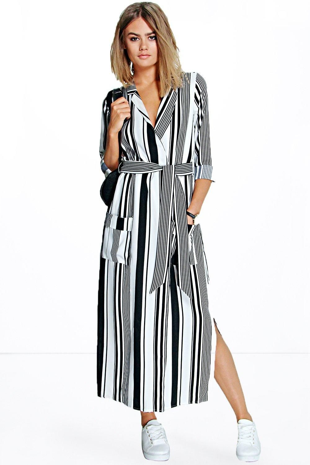 Becky Striped Maxi Shirt Dress multi | Boohoo.com (US & CA)