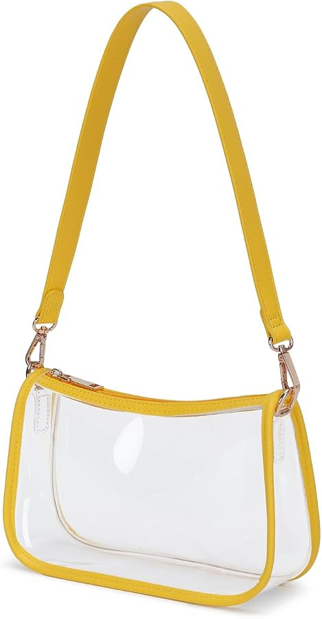 Clear Tote Bag Stadium Approved Clear Purse PVC Handbag Retro Classic Transparent Bag for Concert | Amazon (US)