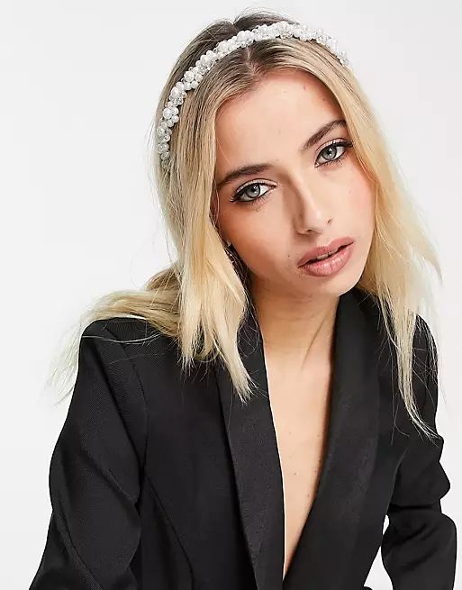 ASOS DESIGN headband with pearl and beads | ASOS (Global)