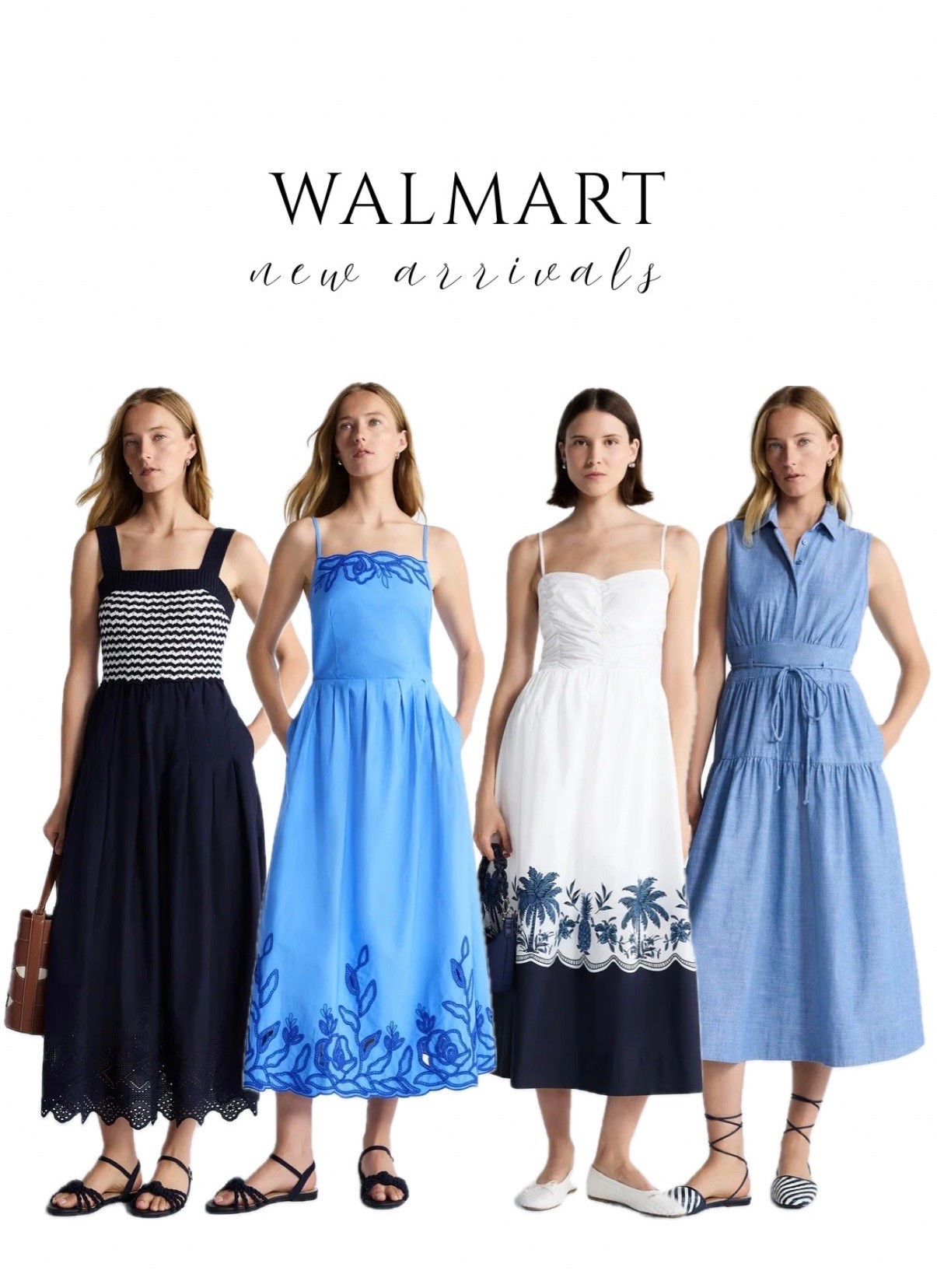 Walmart summer new arrivals ☀️ dresses under $50! 😍 100% cotton dresses, blue dress maxi dress midi dresses farm Rio look for less preppy timeless classic coastal style blue and white outfit ideas vacation outfits #walmart #walmartstyle affordable dresses

#LTKootd