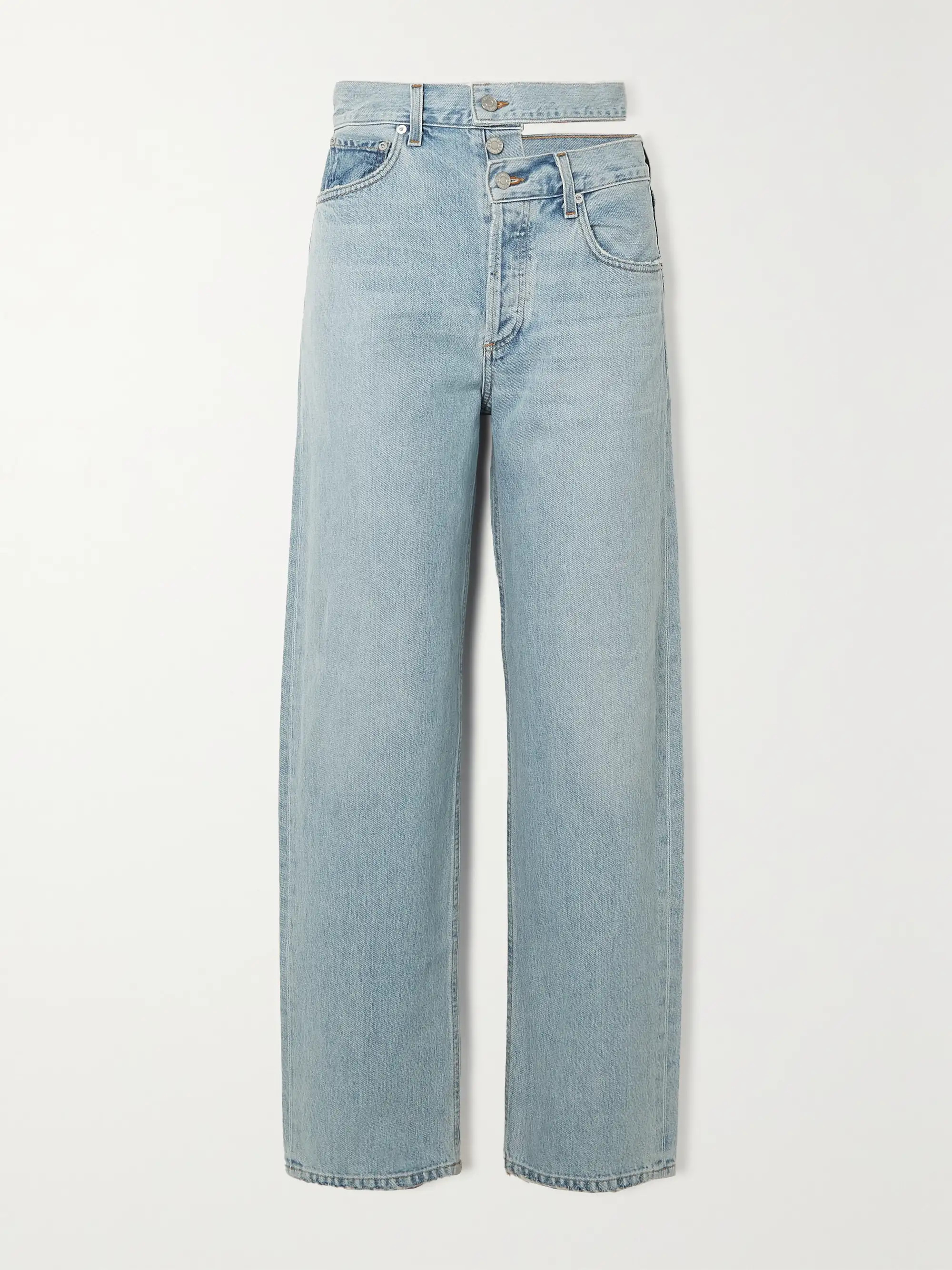 + NET SUSTAIN Broken Waistband cutout high-rise straight-leg organic jeans | NET-A-PORTER (UK & EU)