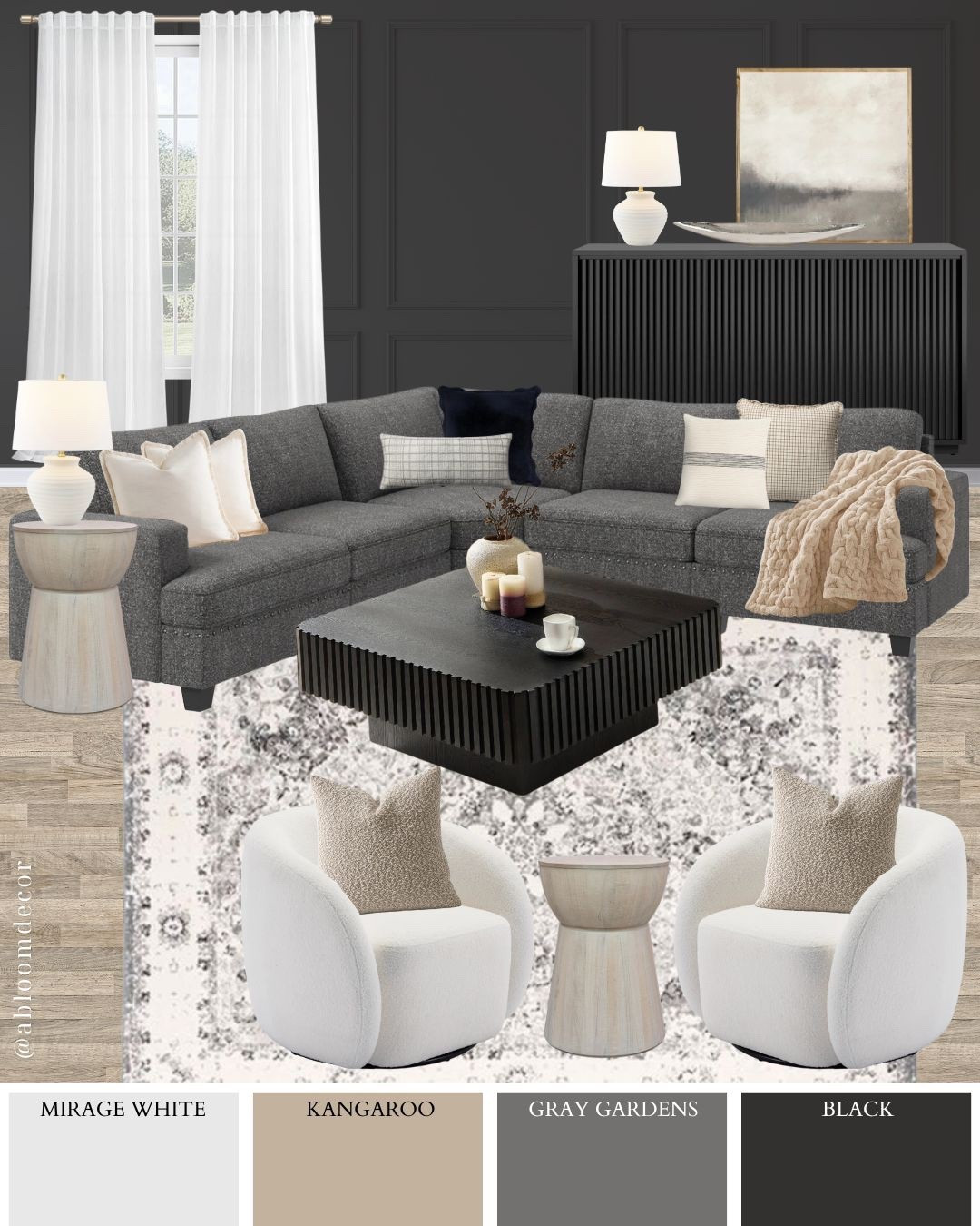 Chic Black and Neutral Modern Living Room Mood Board

#LTKHome