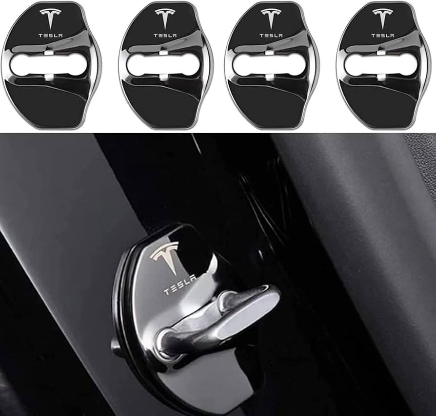 Fit Tesla Model 3 Model Y Car Door Lock Cover Stainless Steel Door Sill Protector for Tesla Model... | Amazon (US)