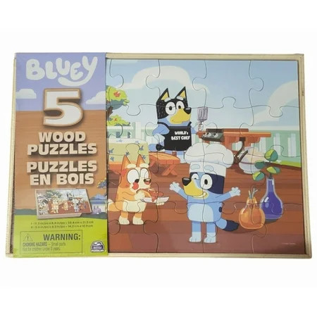 Bluey Wood Puzzle Pack -5 Wooden Puzzles with Storage Box | Walmart (US)