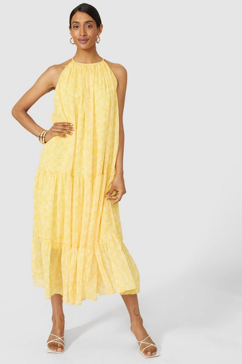 Printed Tiered Chiffon Midi Dress | Debenhams UK