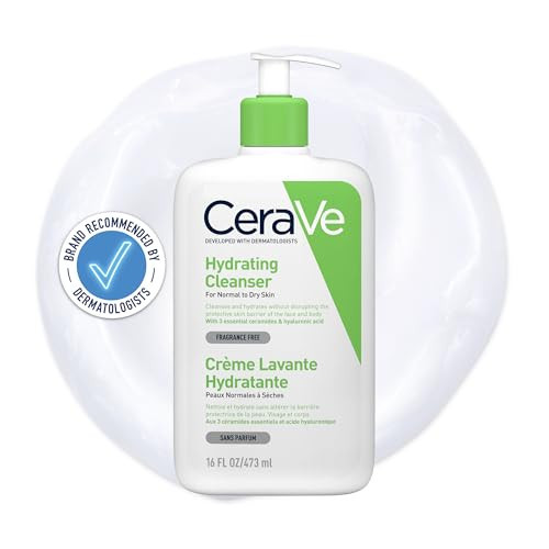 CeraVe Hydrating Cleanser, for normal to dry skin, contains Hyaluronic Acid and 3 essential ceramides, facial cleanser for sensitive skin, Cerave skin care face wash, 473ml | Amazon (UK)